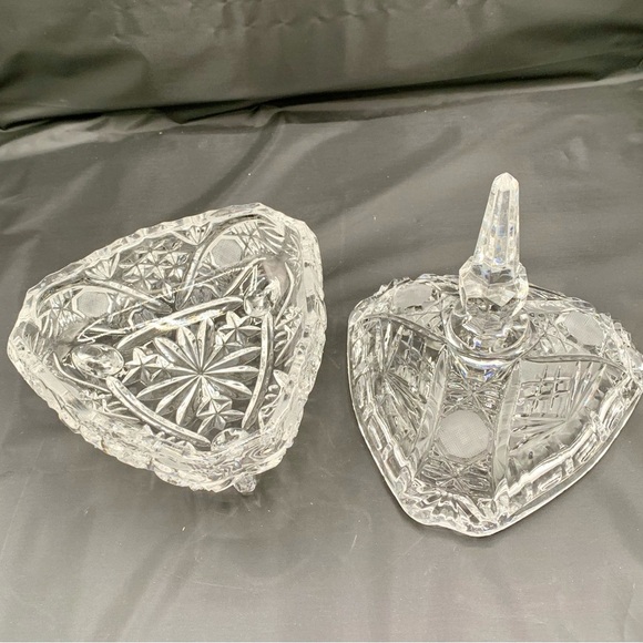 Vintage Crystal Quality Glass Candy Dish Lidded Cross Hatch - Picture 5 of 7